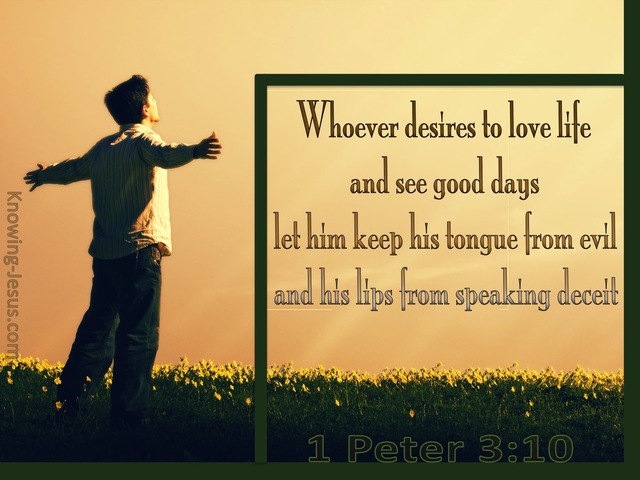 1 Peter 3:10 Keep From Speaking Evil (green)